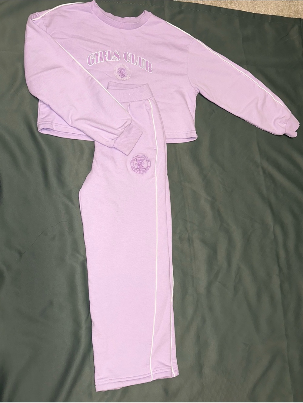 Girls Club Lilac Cropped Sweatshirt & Sweatpants Set made in Korea